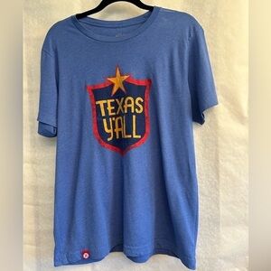 Texas Y’all T Shirt in Royal blue Unisex by Tumbleweed Sz- L. Q6